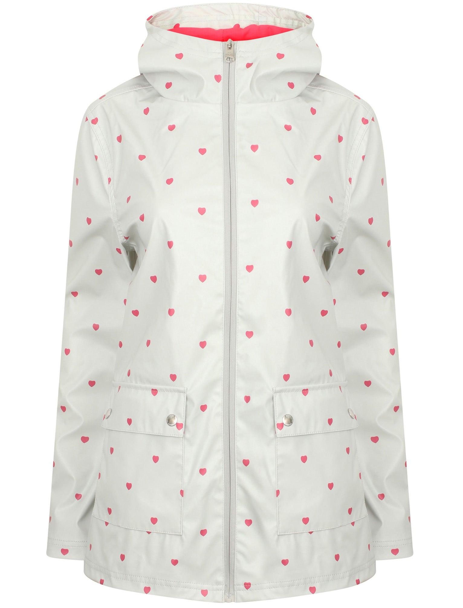 Coats / Jackets Shine Heart Print Hooded Rain Coat In Grey / 8 - Tokyo Laundry