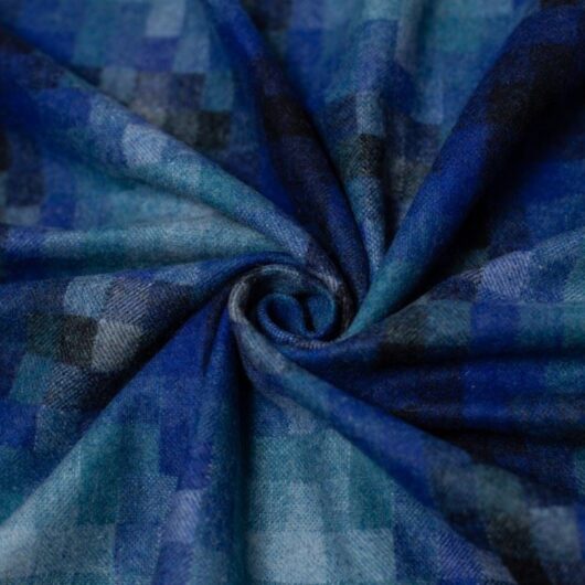 Deadstock Argyll Wool Coating Fabric Blue