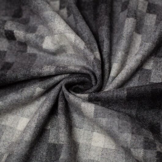 Deadstock Argyll Wool Coating Fabric Grey
