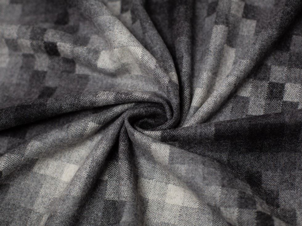 Deadstock Argyll Wool Coating Fabric Grey