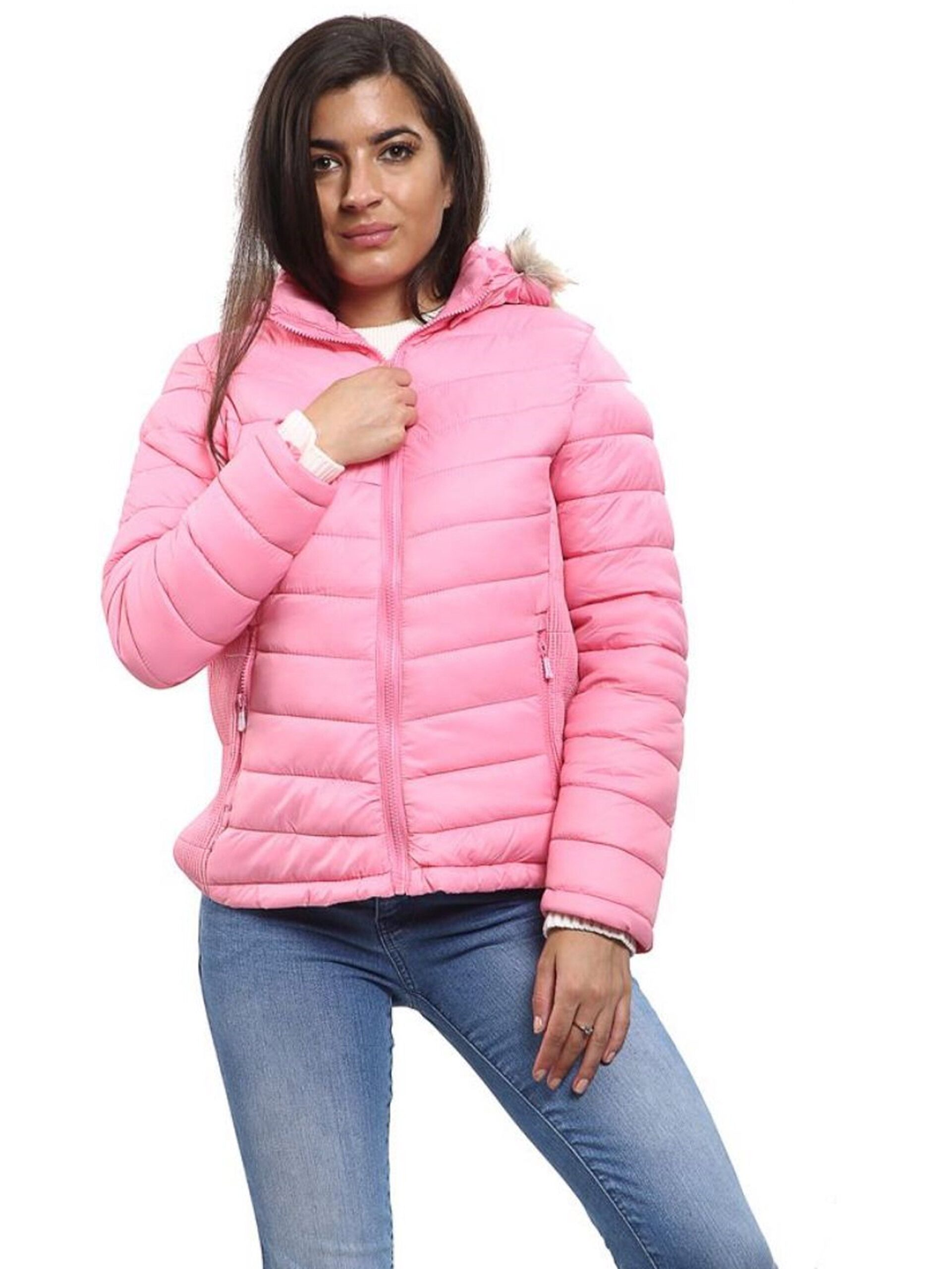 Kruze | Womens Hooded Puffer Jacket - Pink / S