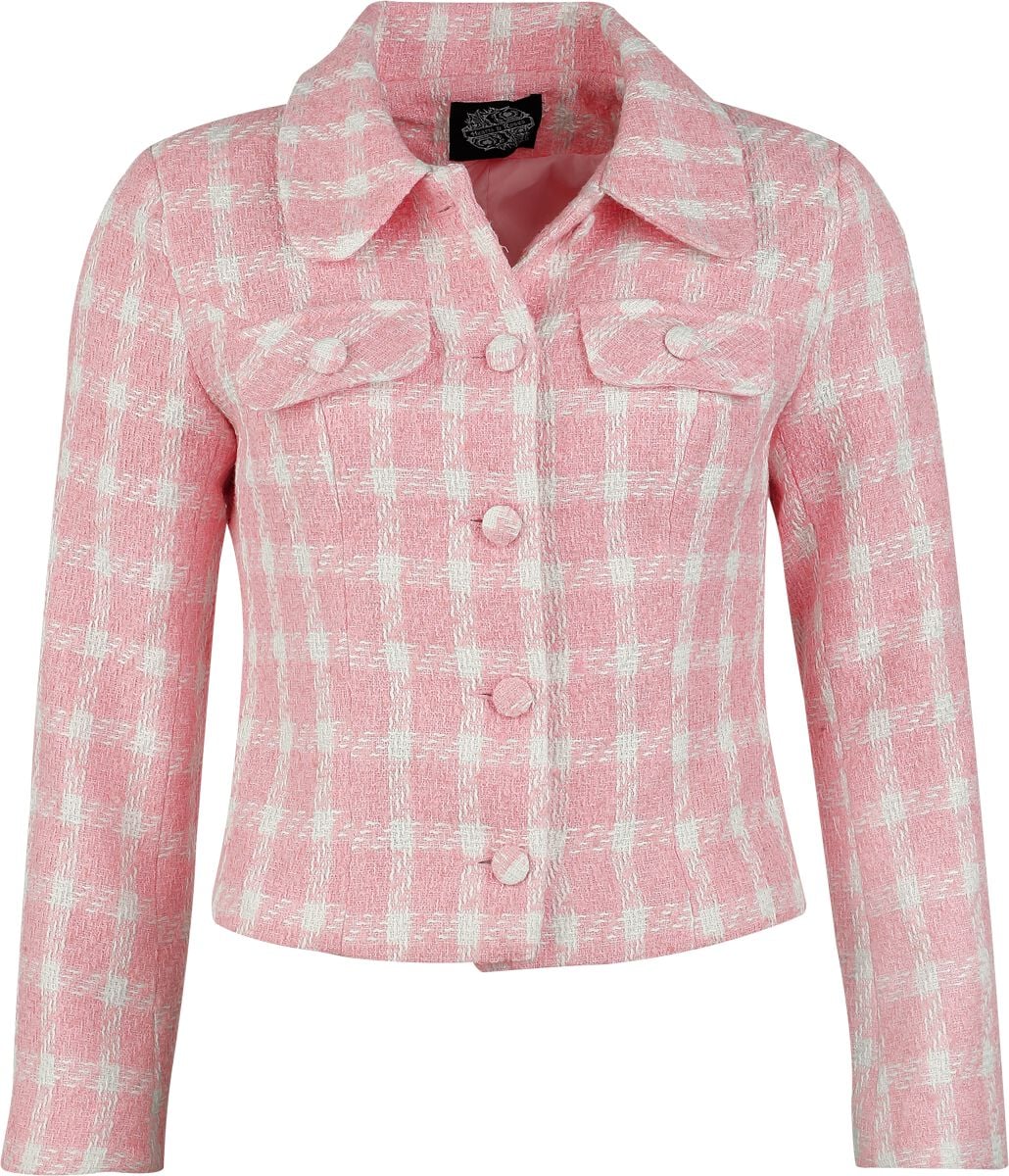 H&R London Mid-Season Jackets - Gemma Gingham Jacket - XS - for Women - white-pink