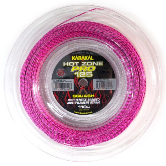 Karakal Hot Zone Pro 125 Squash String - 110m Reel - Pink/Black
